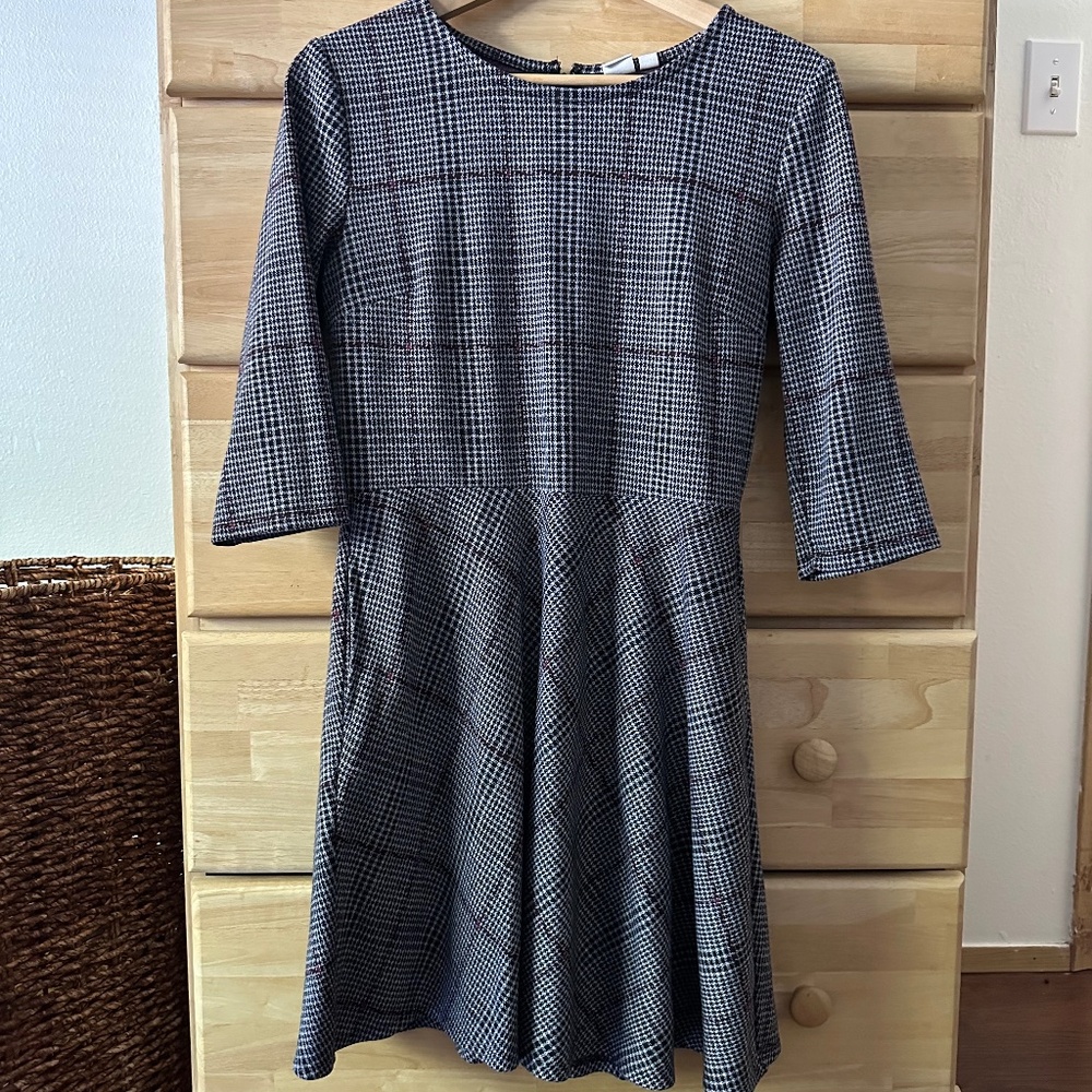 Classic 3/4-sleeve Plaid Dress